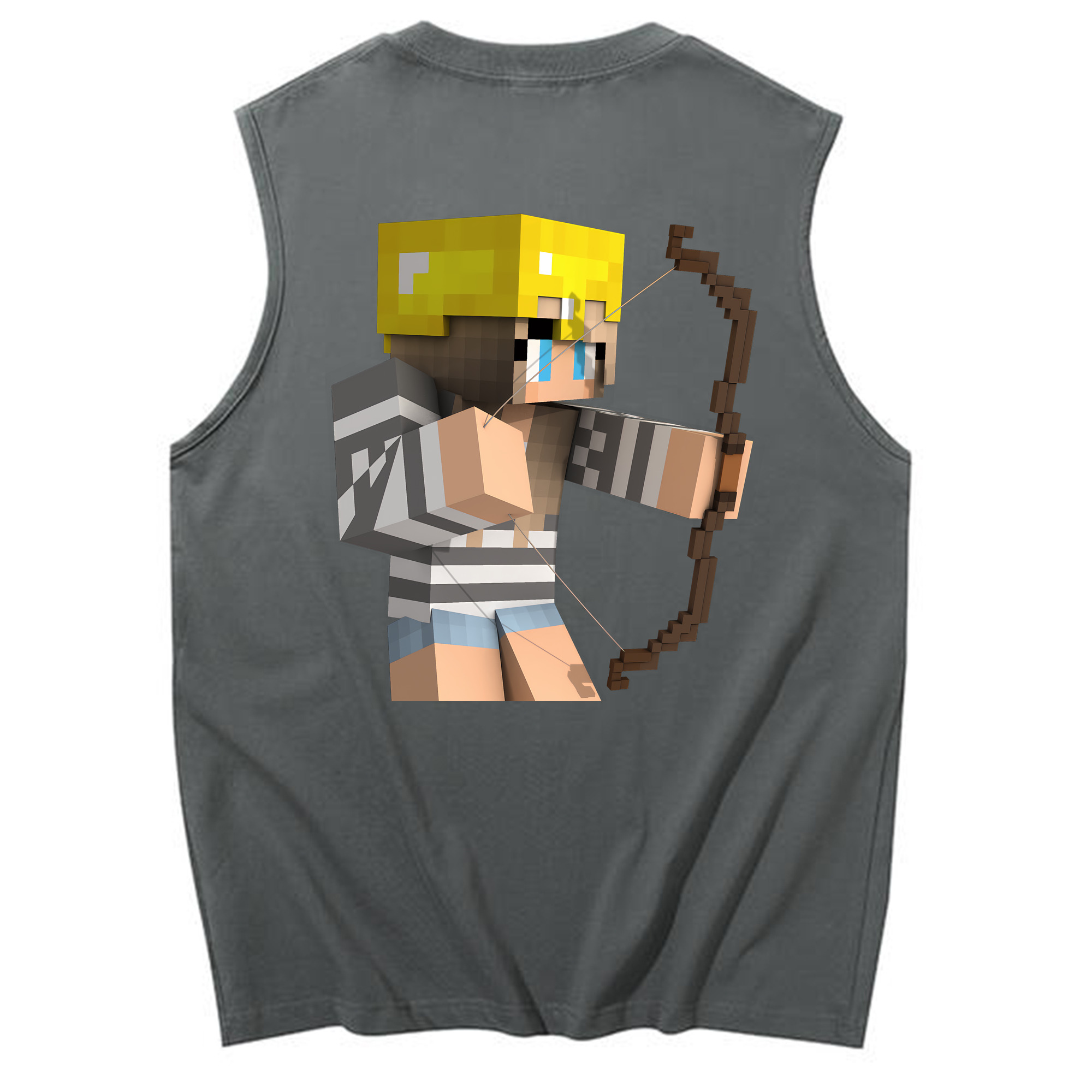 （画像用） マインクラフト ブロックの世界 Minecraft MC Block world コットン100％タンクトップ（背面プリント）